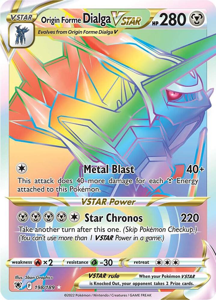 Pokémon Origin Forme Dialga VSTAR - 198/189 #198/189 Astral Radiance Secret Holofoil Near Mint English Trading Card — catalog front, TCGplayer SKU 5595376