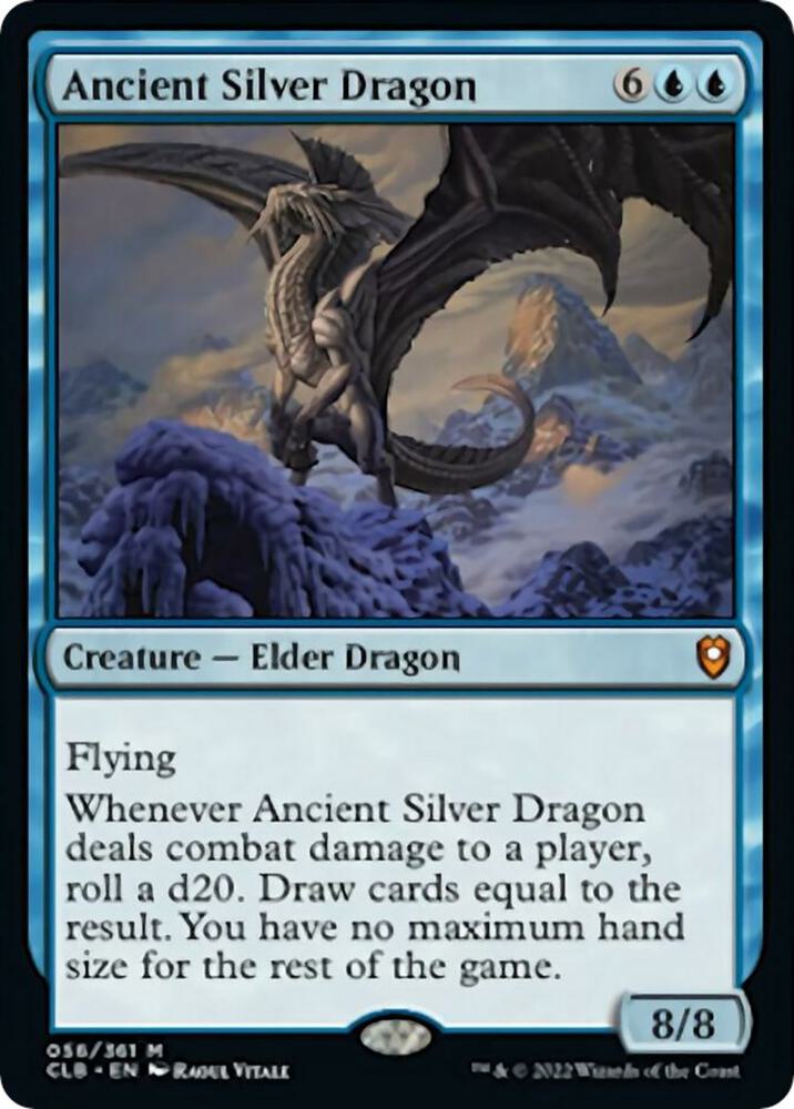 Magic Ancient Silver Dragon #56 Commander Legends: Battle for Baldur's Gate Mythic Rare Non-Foil Near Mint English Trading Card — catalog front, TCGplayer SKU 5624492