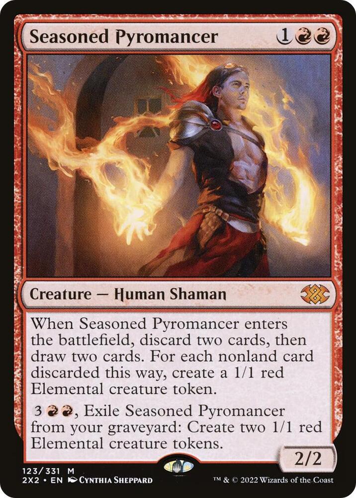 Magic Seasoned Pyromancer #123 Double Masters 2022 Mythic Rare Foil Near Mint English Trading Card — catalog front, TCGplayer SKU 5697568