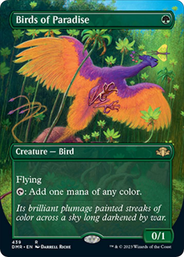 Magic Birds of Paradise #439 Dominaria Remastered Borderless Non-Foil Near Mint English Trading Card — catalog front, TCGplayer SKU 6655315