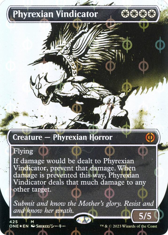 Magic Phyrexian Vindicator (Showcase) #425 Phyrexia: All Will Be One Step-and-Compleat Foil Foil Near Mint English Trading Card — catalog front, TCGplayer SKU 6958748