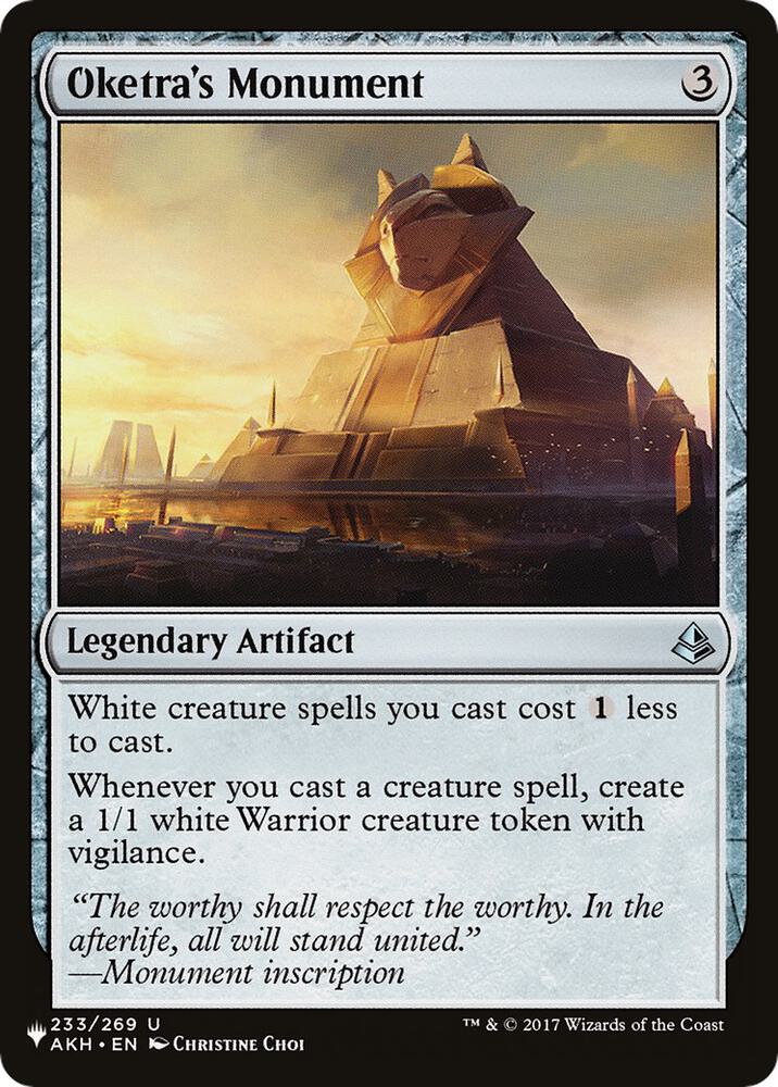 Magic Oketra's Monument #233 The List Reprints Uncommon Non-Foil Near Mint English Trading Card — catalog front, TCGplayer SKU 7354537