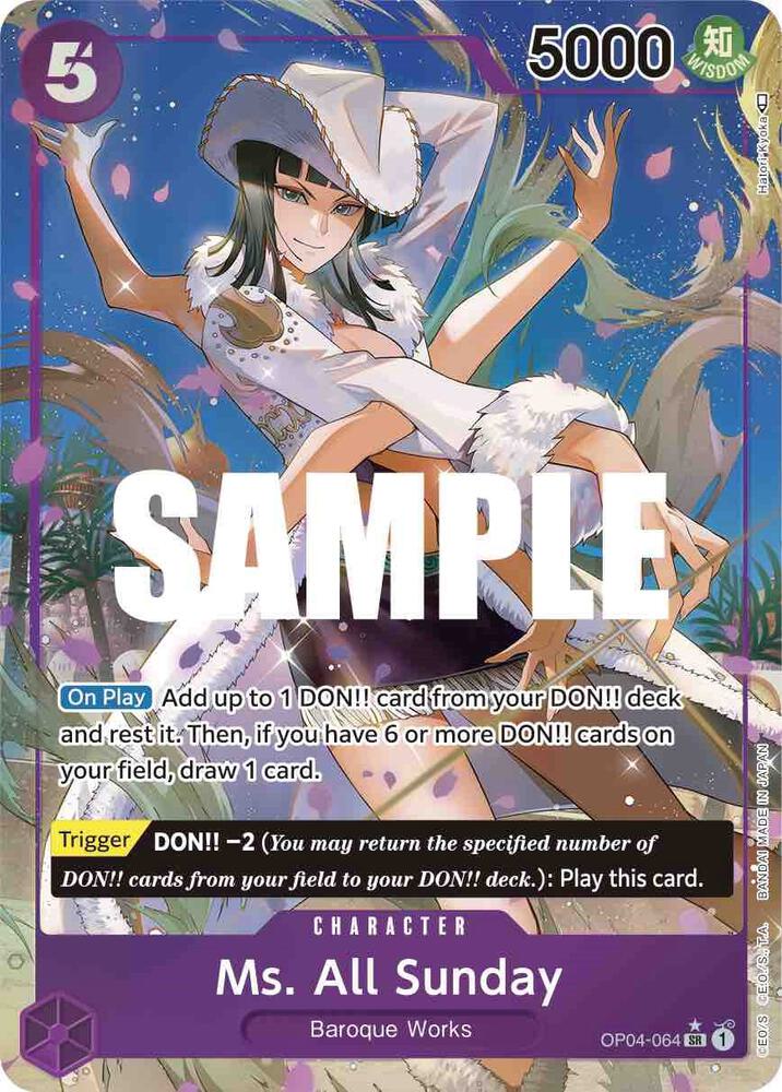 One Piece Card Game Ms. All Sunday #OP04-064 Kingdoms of Intrigue Alternate Art Foil Near Mint English Trading Card — catalog front, TCGplayer SKU 7408364