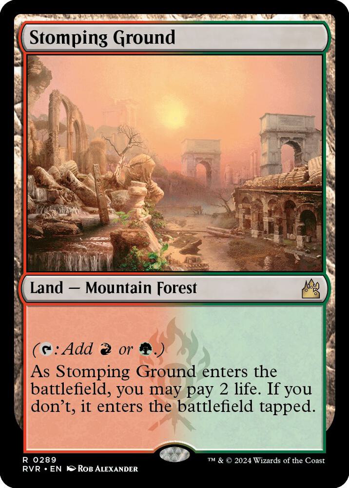 Magic Stomping Ground #289 Ravnica Remastered Rare Foil Near Mint English Trading Card — catalog front, TCGplayer SKU 7442632