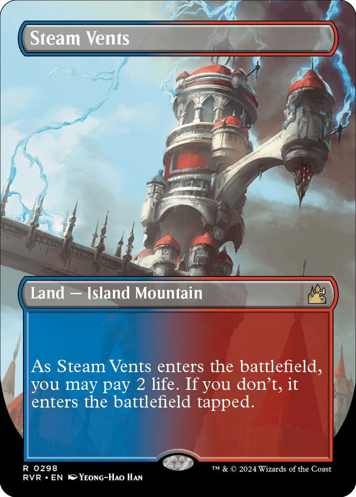 Magic Steam Vents #298 Ravnica Remastered Borderless Non-Foil Near Mint English Trading Card — catalog front, TCGplayer SKU 7444899