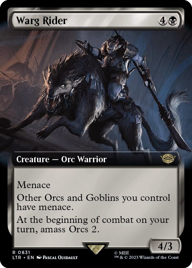 Magic Warg Rider #831 Universes Beyond: The Lord of the Rings: Tales of Middle-earth Extended Art Non-Foil Near Mint English Trading Card — catalog front, TCGplayer SKU 7448708