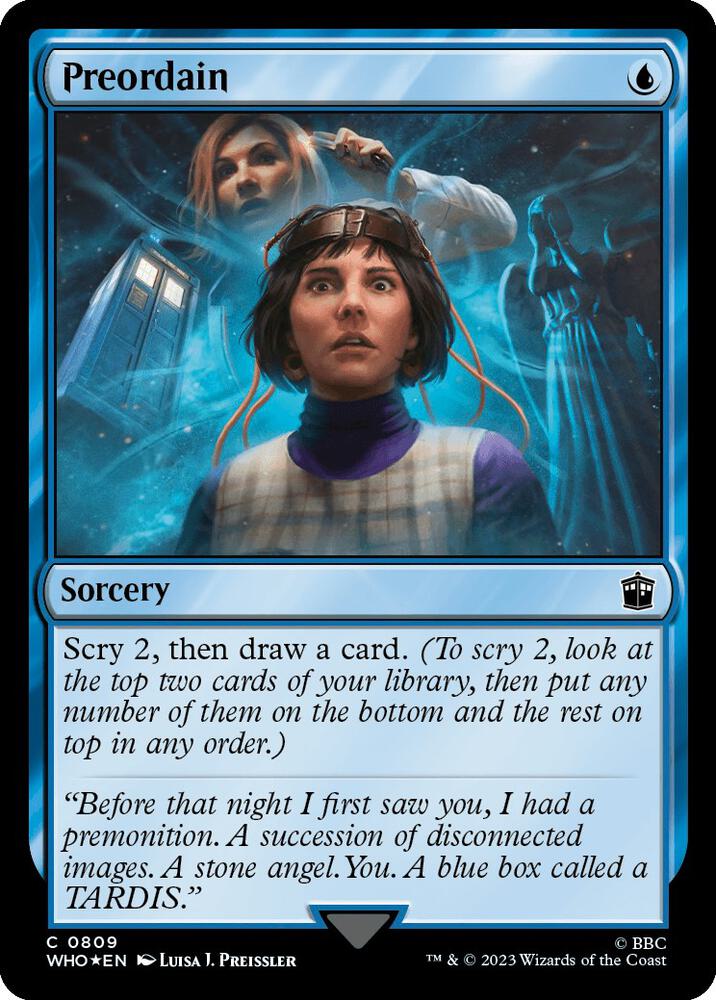 Magic Preordain #809 Universes Beyond: Doctor Who Surge Foil Foil Near Mint English Trading Card — catalog front, TCGplayer SKU 7464623