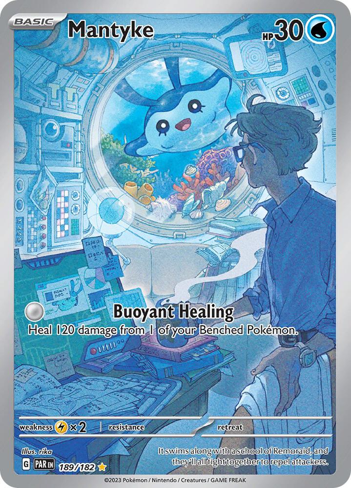 Pokémon Mantyke #189/182 SV04: Paradox Rift Illustration Rare Holofoil Near Mint English Trading Card — catalog front, TCGplayer SKU 7497063