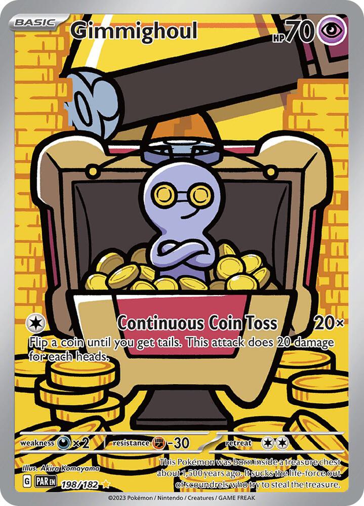 Pokémon Gimmighoul #198/182 SV04: Paradox Rift Illustration Rare Holofoil Near Mint English Trading Card — catalog front, TCGplayer SKU 7497108