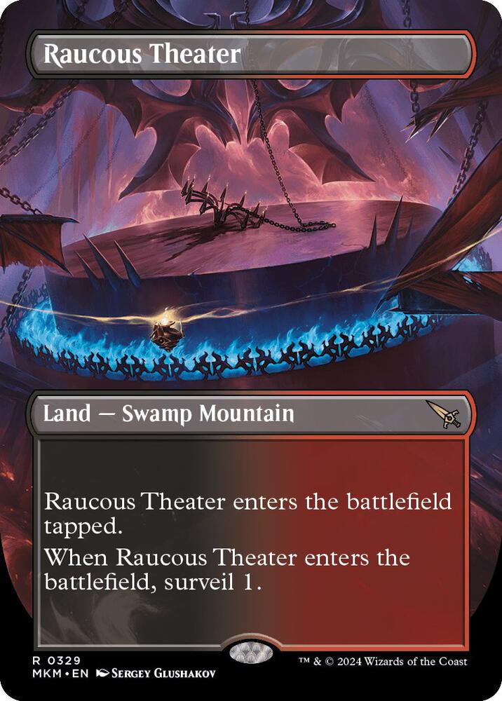 Magic Raucous Theater #329 Murders at Karlov Manor Borderless Foil Near Mint English Trading Card — catalog front, TCGplayer SKU 7670356