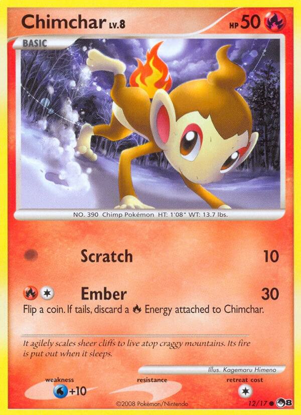 Pokémon Chimchar #012/017 POP Series 8 Common Reverse Holofoil Moderately Played English Trading Card — catalog front, TCGplayer SKU 7808098