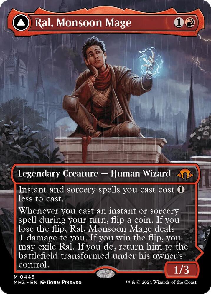 Magic Ral, Monsoon Mage #445 Modern Horizons 3 Borderless Non-Foil Near Mint English Trading Card — catalog front, TCGplayer SKU 7930549