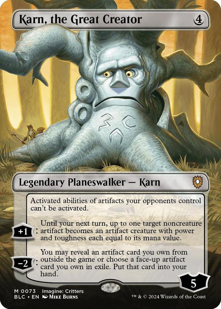 Magic Karn, the Great Creator #73 Commander: Bloomburrow Borderless Foil Near Mint English Trading Card — catalog front, TCGplayer SKU 8045694