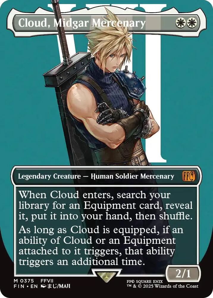 Magic Cloud, Midgar Mercenary #375 FINAL FANTASY Borderless Foil Near Mint English Trading Card — catalog front, TCGplayer SKU 8692590