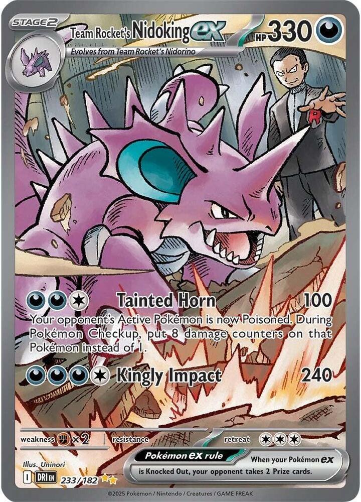 Pokémon Team Rocket's Nidoking ex #233/182 SV10: Destined Rivals Special Illustration Rare Holofoil Near Mint English Trading Card — catalog front, TCGplayer SKU 8728208
