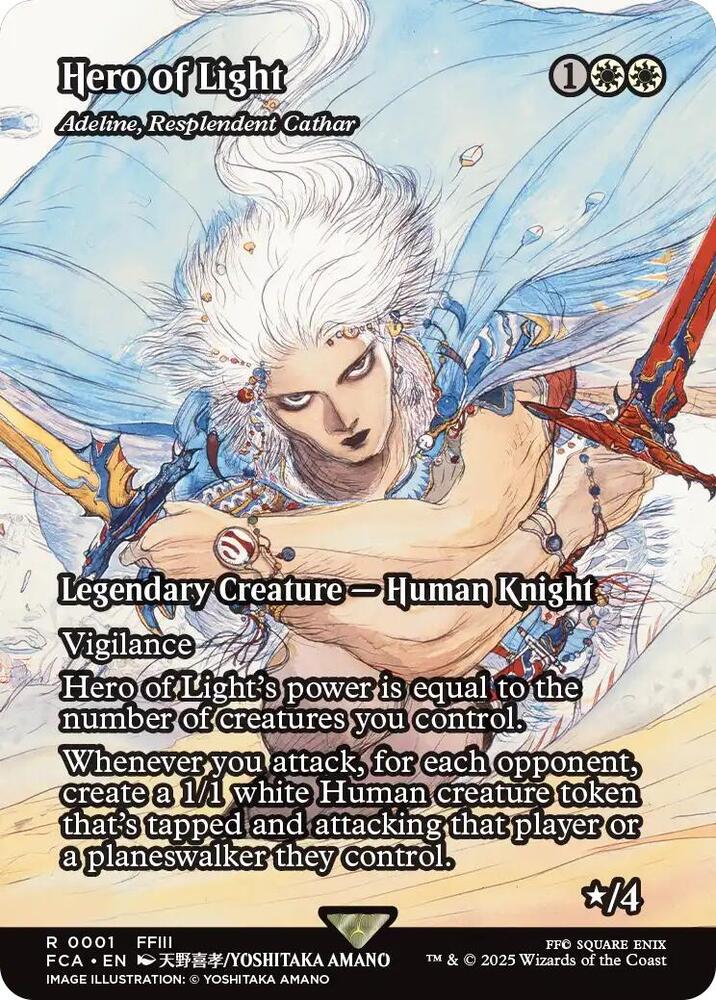 Magic Hero of Light - Adeline, Resplendent Cathar #1 FINAL FANTASY: Through the Ages Showcase Foil Near Mint English Trading Card — catalog front, TCGplayer SKU 8730117