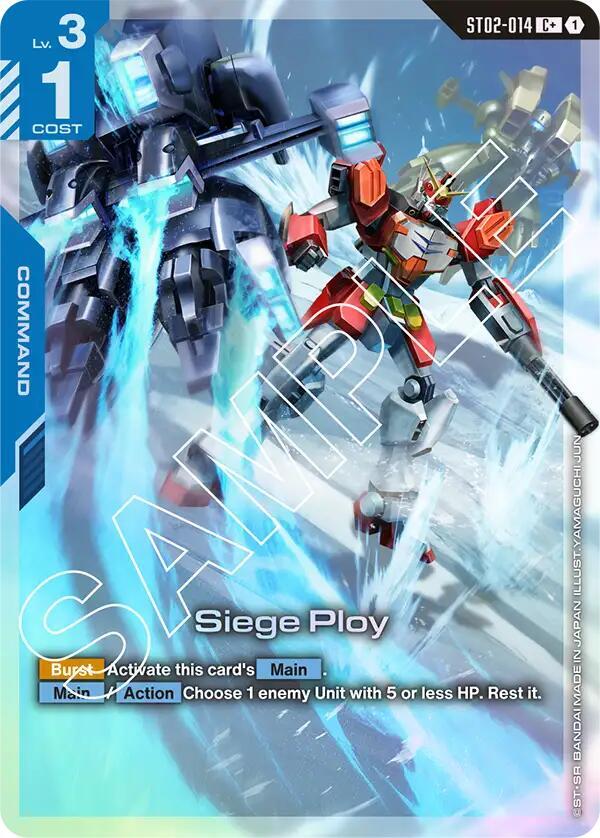 Gundam Card Game Siege Ploy #ST02-014 Starter Deck 02: Wings of Advance C+ Holofoil Near Mint English Trading Card — catalog front, TCGplayer SKU 8799590