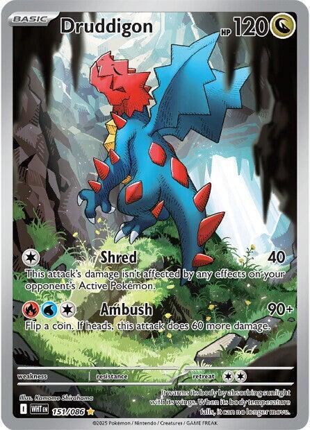 Pokémon Druddigon #151/086 SV: White Flare Illustration Rare Holofoil Near Mint English Trading Card — catalog front, TCGplayer SKU 8813562