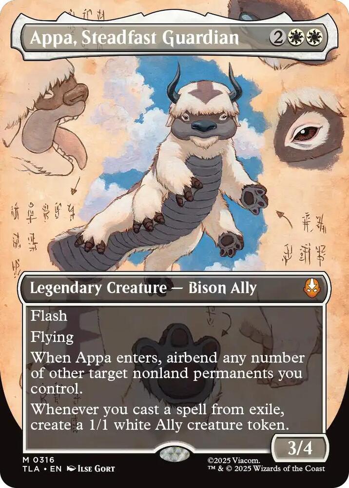 Magic Appa, Steadfast Guardian #316 Avatar: The Last Airbender Borderless Foil Near Mint English Trading Card — catalog front, TCGplayer SKU 8882246