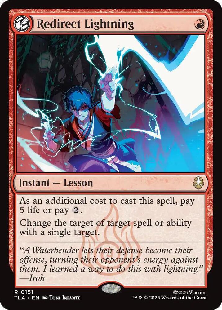 Magic Redirect Lightning #151 Avatar: The Last Airbender Rare Non-Foil Near Mint English Trading Card — catalog front, TCGplayer SKU 8883130