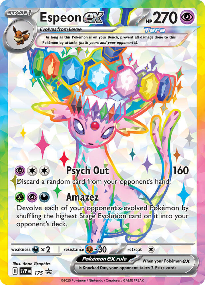 Pokémon Espeon ex #175 SV: Scarlet & Violet Promo Cards Promo Holofoil Near Mint English Trading Card — catalog front, TCGplayer SKU 8941322