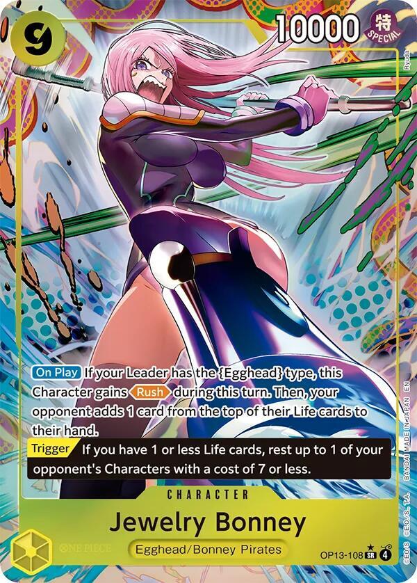 One Piece Card Game Jewelry Bonney (108) #OP13-108 Carrying On His Will Alternate Art Foil Near Mint English Trading Card — catalog front, TCGplayer SKU 8955744