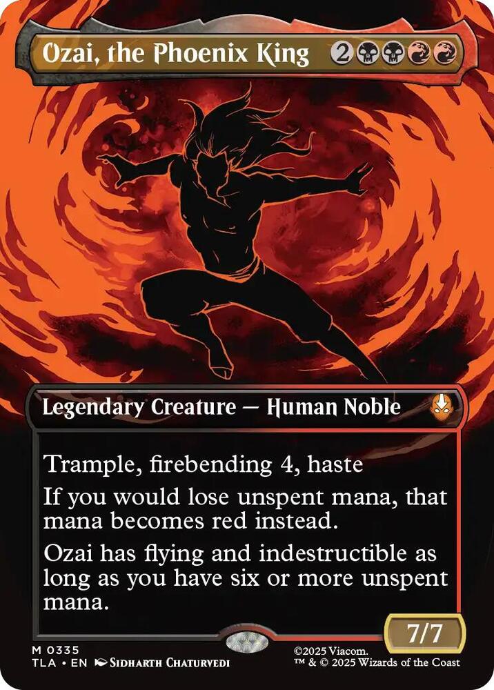 Magic Ozai, the Phoenix King (0335) #335 Avatar: The Last Airbender Borderless Foil Near Mint English Trading Card — catalog front, TCGplayer SKU 8979497