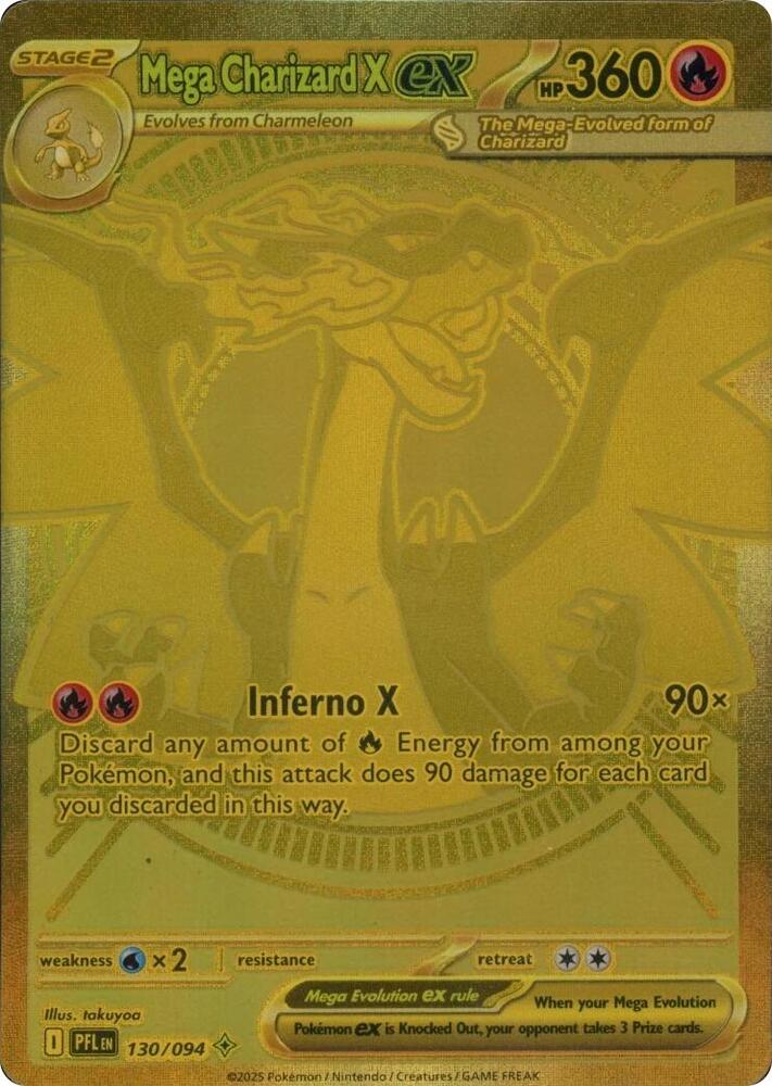 Pokémon Mega Charizard X ex #130/094 ME02: Phantasmal Flames Mega Hyper Rare Holofoil Near Mint Trading Card