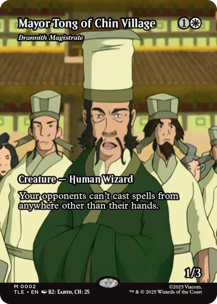 Magic Mayor Tong of Chin Village - Drannith Magistrate #2 Avatar: The Last Airbender: Eternal-Legal Borderless Foil Near Mint English Trading Card — catalog front, TCGplayer SKU 8998436