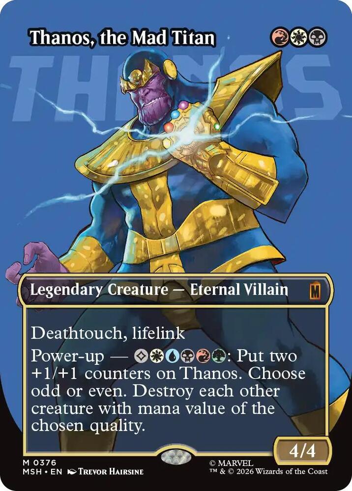 Magic Thanos, the Mad Titan #376 Marvel Super Heroes Borderless Foil Near Mint English Trading Card — catalog front, TCGplayer SKU 9304253