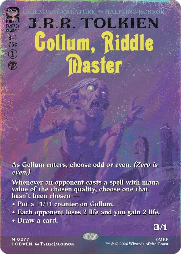 Magic Gollum, Riddle Master (Borderless) #277 The Hobbit Surge Foil Foil Near Mint English Trading Card — catalog front, TCGplayer SKU 9414138