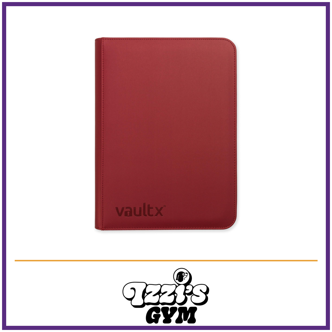 Vault X 9-Pocket Exo-Tec Zip Binder Metallic Red — Metallic Red, manufacturer front-cover photo in approved Izzi’s Gym frame