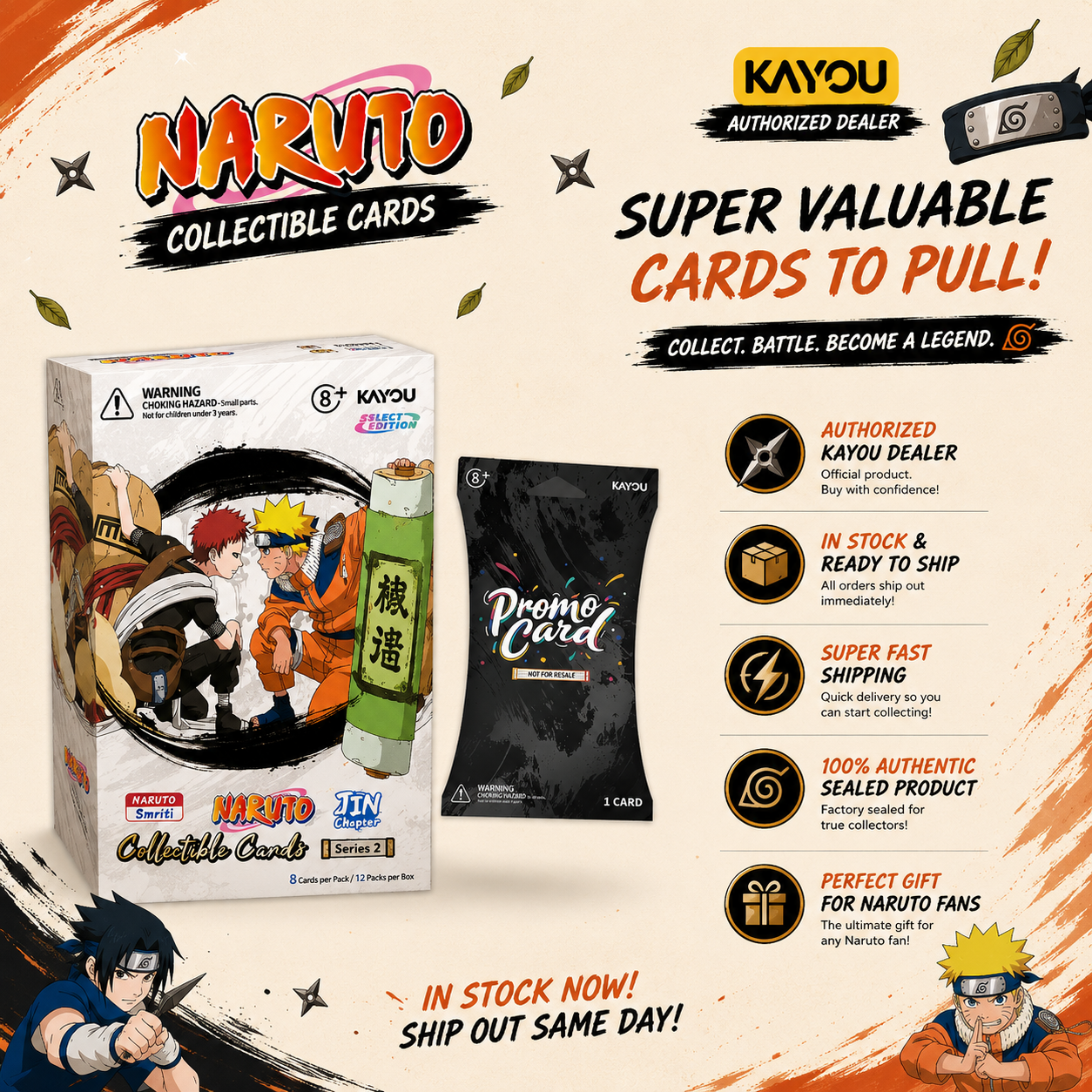 KAYOU NARUTO Smriti Collectible Card: Chapter Jin English Series 2 Box with Promo Card image 0