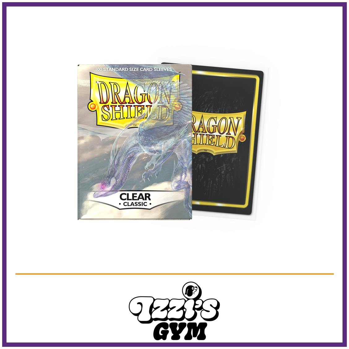 Dragon Shield Clear - Classic Sleeves - Standard-Size - 100 Count — New product photo with the approved Izzi’s Gym logo