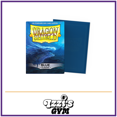 Dragon Shield Blue - Classic Sleeves - 100 Count — New product photo with the approved Izzi’s Gym logo
