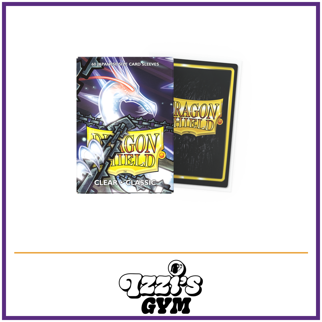 Dragon Shield Clear - Classic Sleeves - Japanese-Size - 60 Count — New product photo with the approved Izzi’s Gym logo