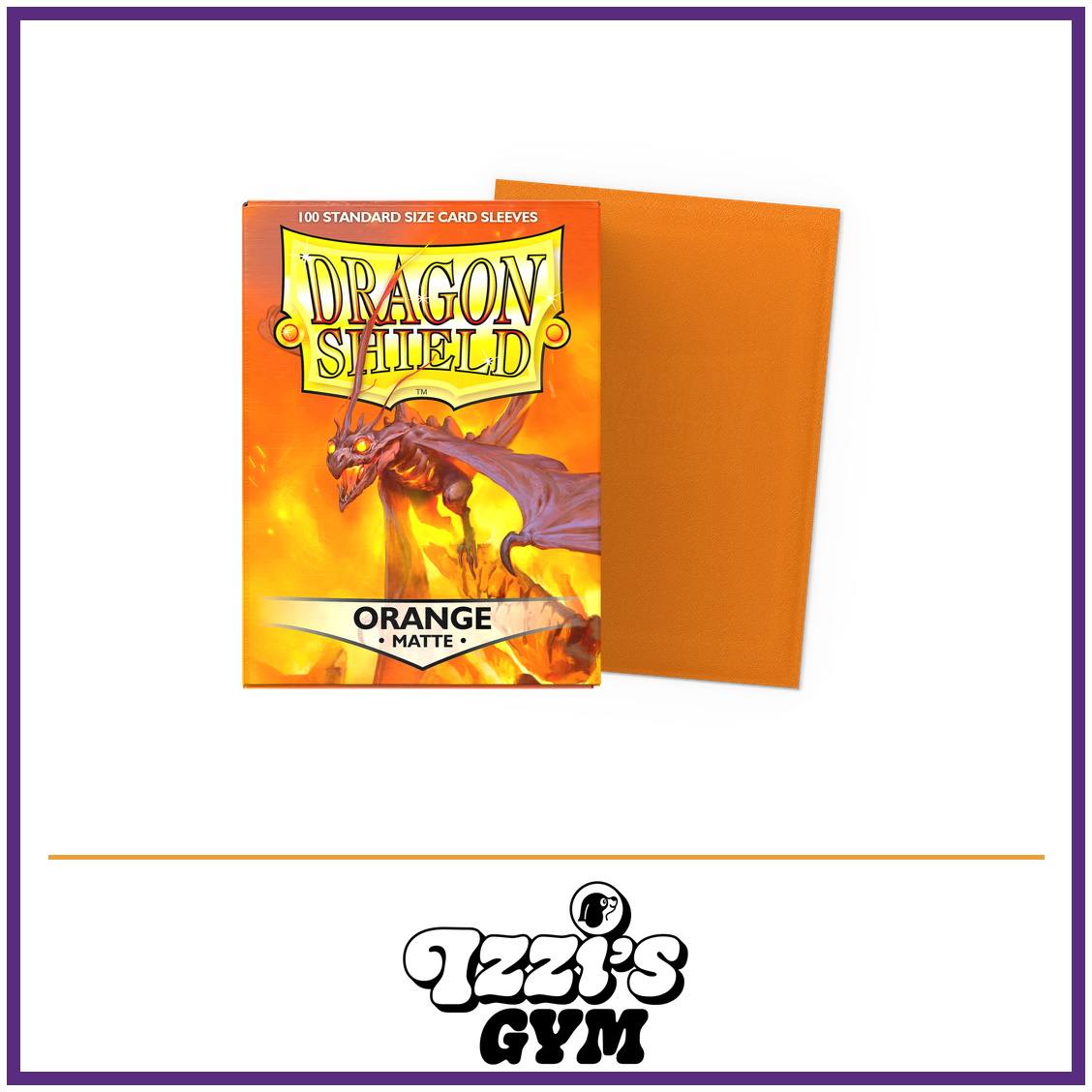 Dragon Shield Orange - Matte Sleeves - Standard-Size - 100 Count — New product photo with the approved Izzi’s Gym logo
