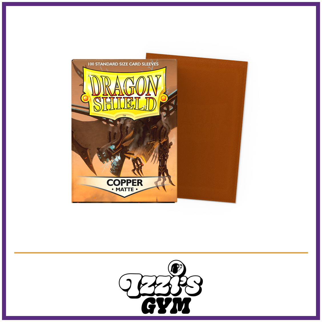 Dragon Shield Copper - Matte Sleeves - Standard-Size - 100 Count — New product photo with the approved Izzi’s Gym logo