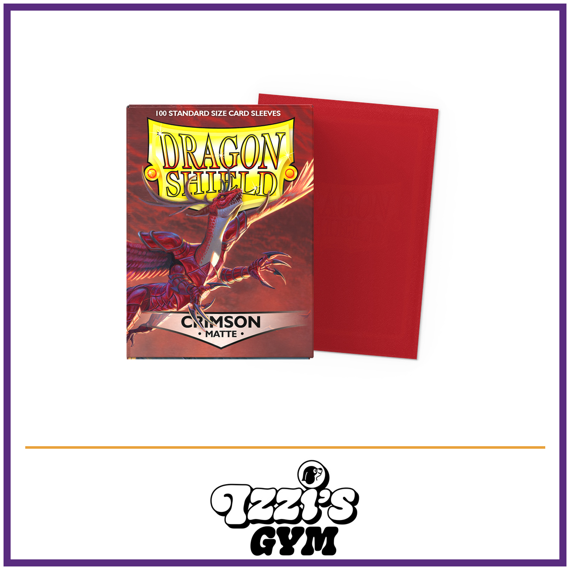 Dragon Shield Crimson - Matte Sleeves - Standard-Size - 100 Count — New product photo with the approved Izzi’s Gym logo