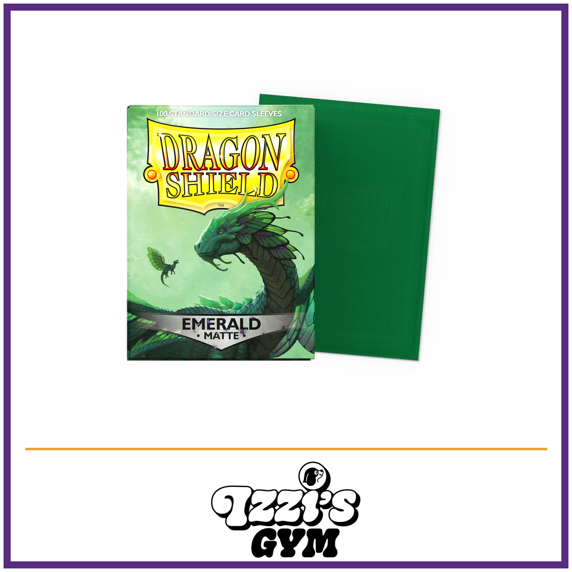 Dragon Shield Emerald - Matte Sleeves - Standard-Size - 100 Count — New product photo with the approved Izzi’s Gym logo