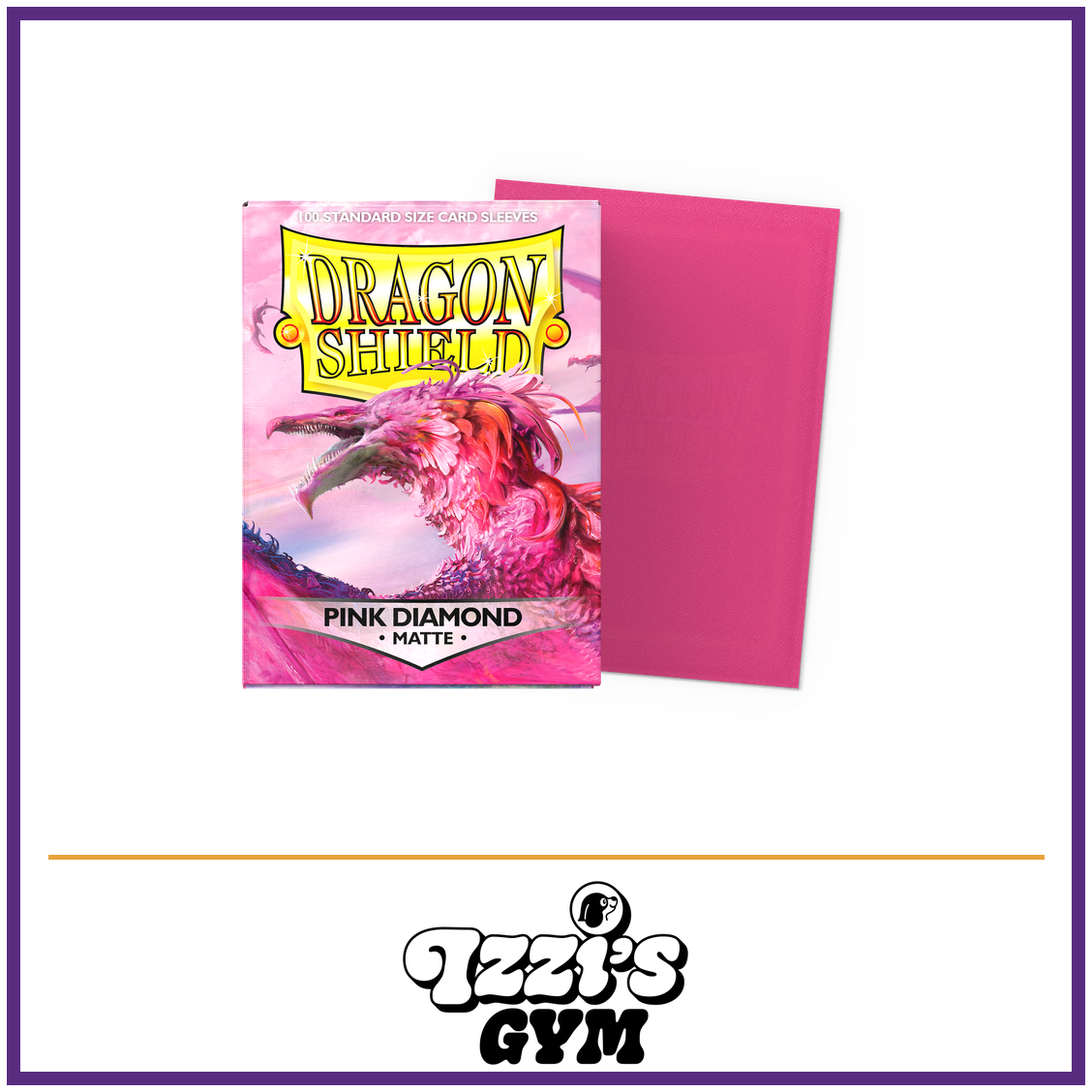 Dragon Shield Pink Diamond - Matte Sleeves - Standard-Size - 100 Count — New product photo with the approved Izzi’s Gym logo