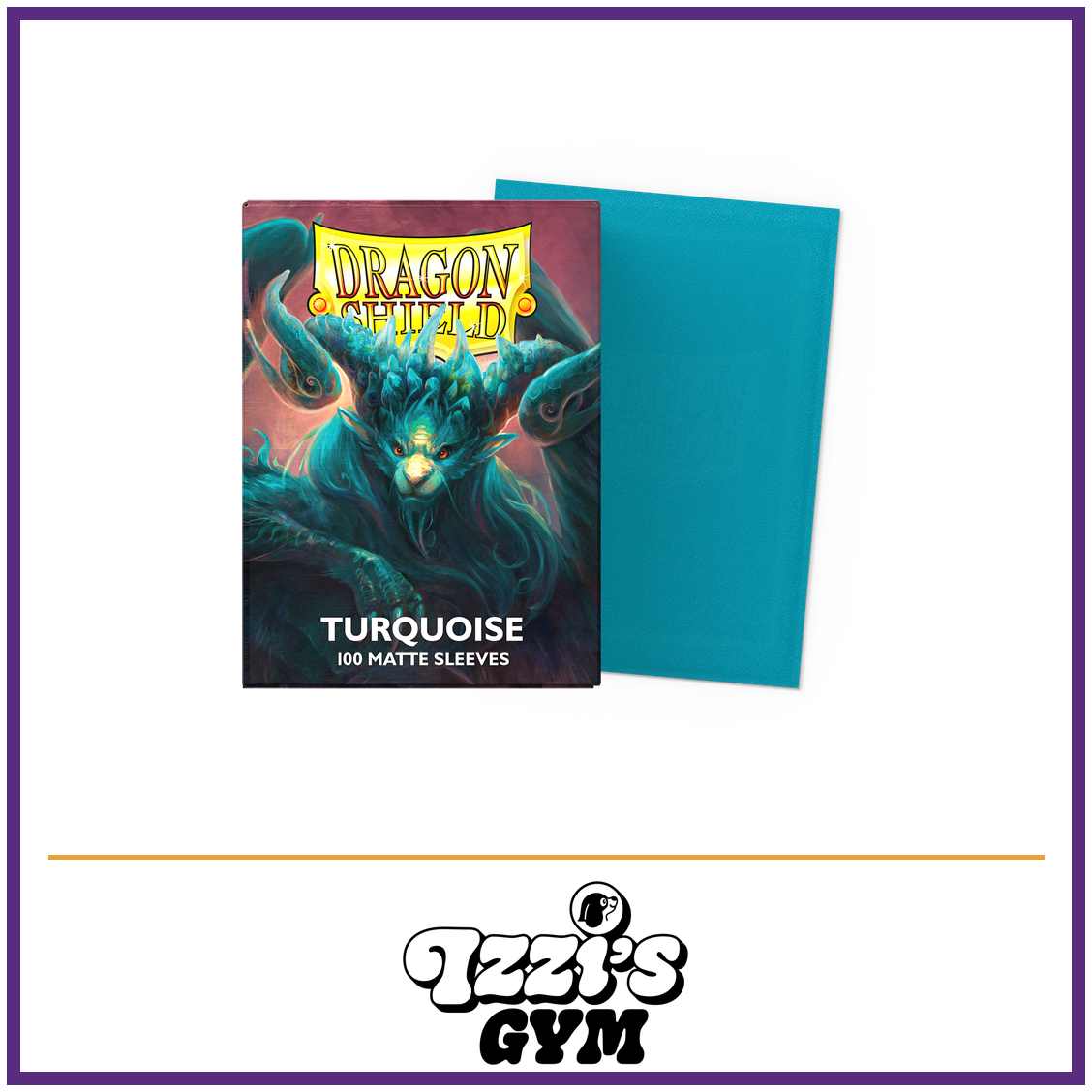 Dragon Shield Turquoise - Players' Choice Matte Sleeves - Standard-Size - 100 Count — New product photo with the approved Izzi’s Gym logo