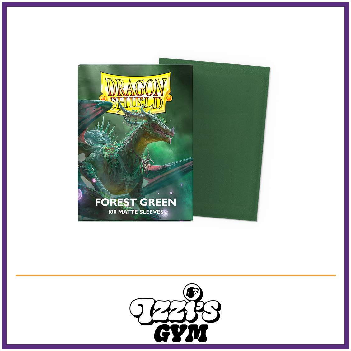 Dragon Shield Forest Green - Matte Sleeves - Standard-Size - 100 Count — New product photo with the approved Izzi’s Gym logo