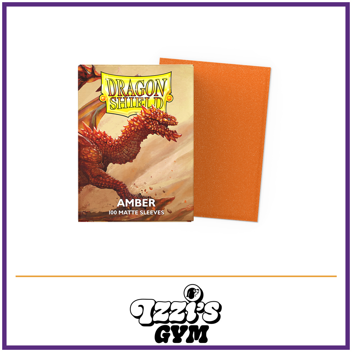 Dragon Shield Amber - Matte Sleeves - Standard-Size - 100 Count — New product photo with the approved Izzi’s Gym logo