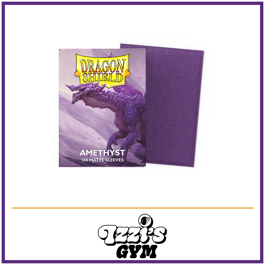 Dragon Shield Amethyst - Matte Sleeves - Standard-Size - 100 Count — New product photo with the approved Izzi’s Gym logo