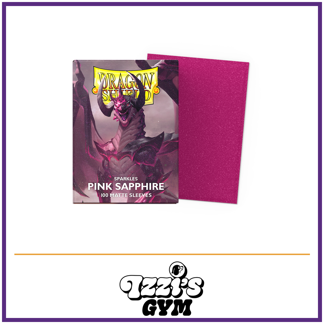 Dragon Shield Pink Sapphire - Matte Sleeves - 100 Count — New product photo with the approved Izzi’s Gym logo