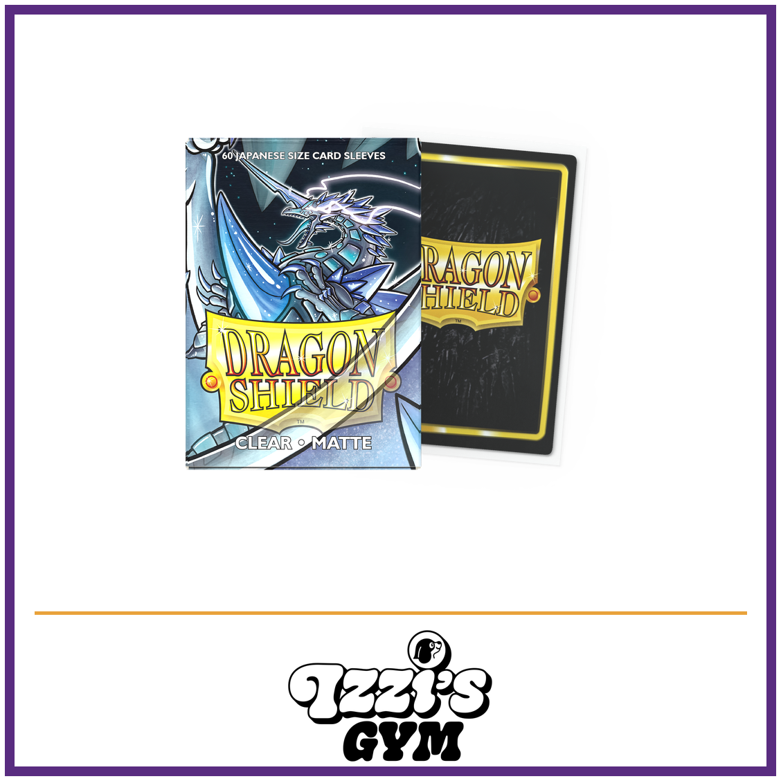 Dragon Shield Clear - Matte Sleeves - Japanese-Size - 60 Count — New product photo with the approved Izzi’s Gym logo