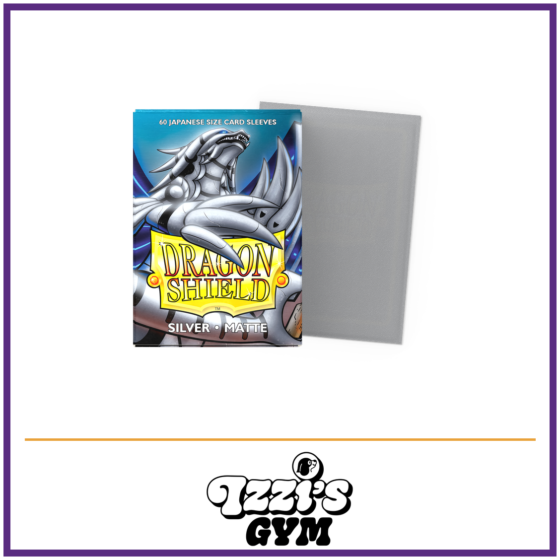 Dragon Shield Silver - Matte Sleeves - Japanese-Size - 60 Count — New product photo with the approved Izzi’s Gym logo