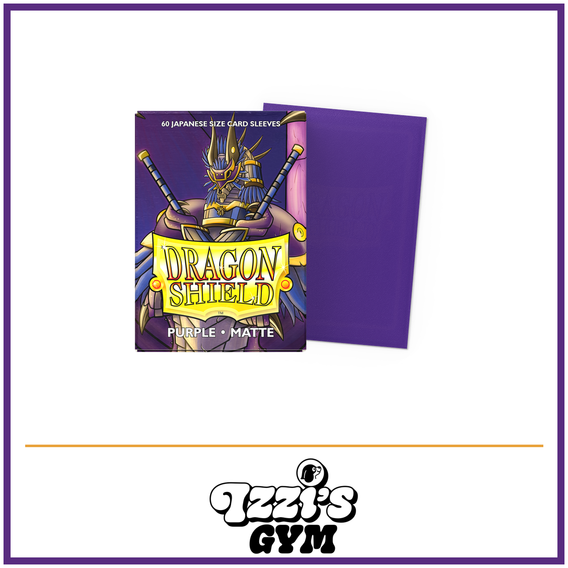Dragon Shield Purple - Matte Sleeves - Japanese-Size - 60 Count — New product photo with the approved Izzi’s Gym logo
