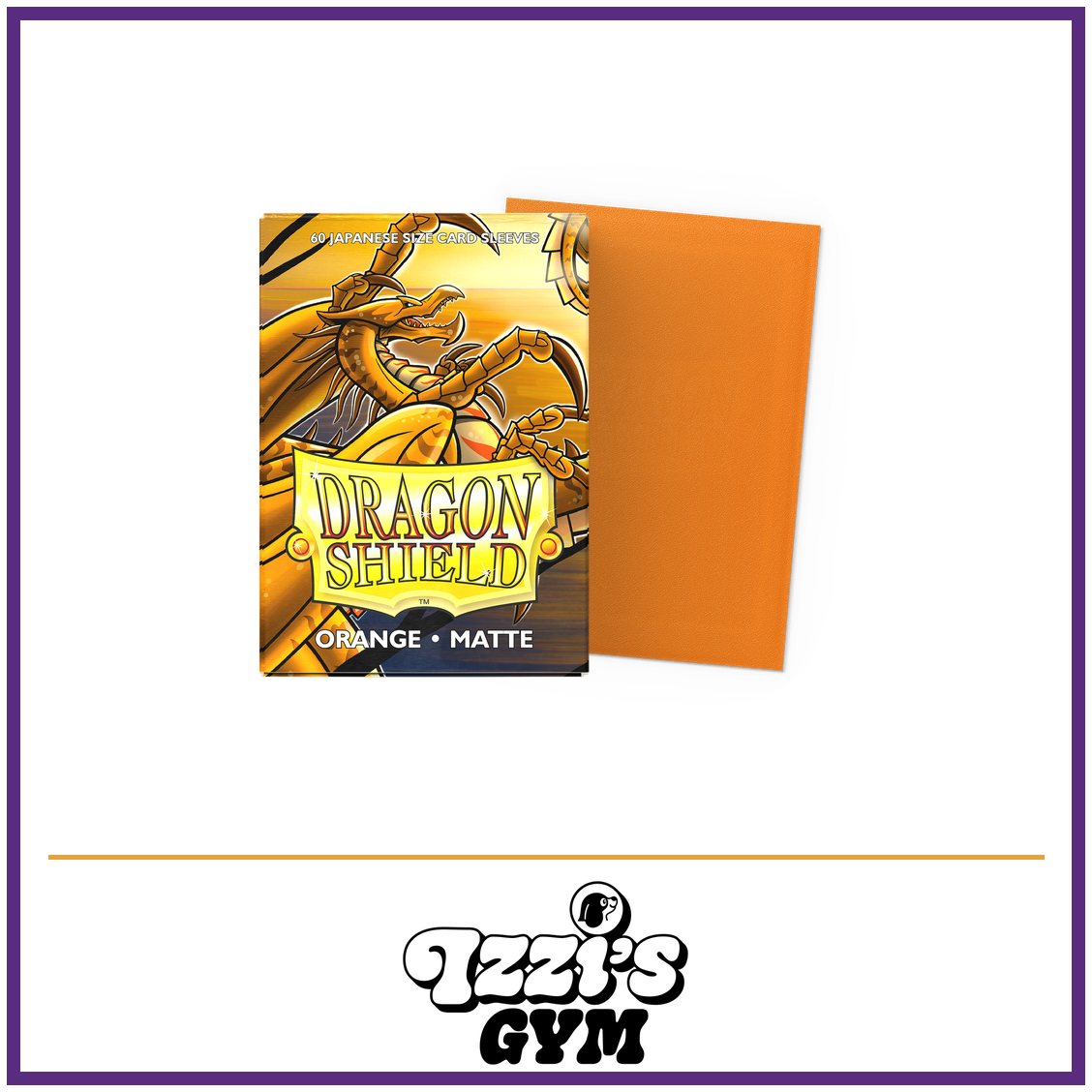 Dragon Shield Orange - Matte Sleeves - Japanese-Size - 60 Count — New product photo with the approved Izzi’s Gym logo